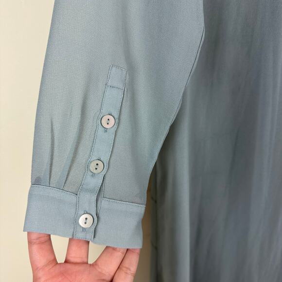 Soft Surroundings Pastel Blue Embroidered Button Front 2pc Maxi Coquette Dress M - Picture 7 of 9